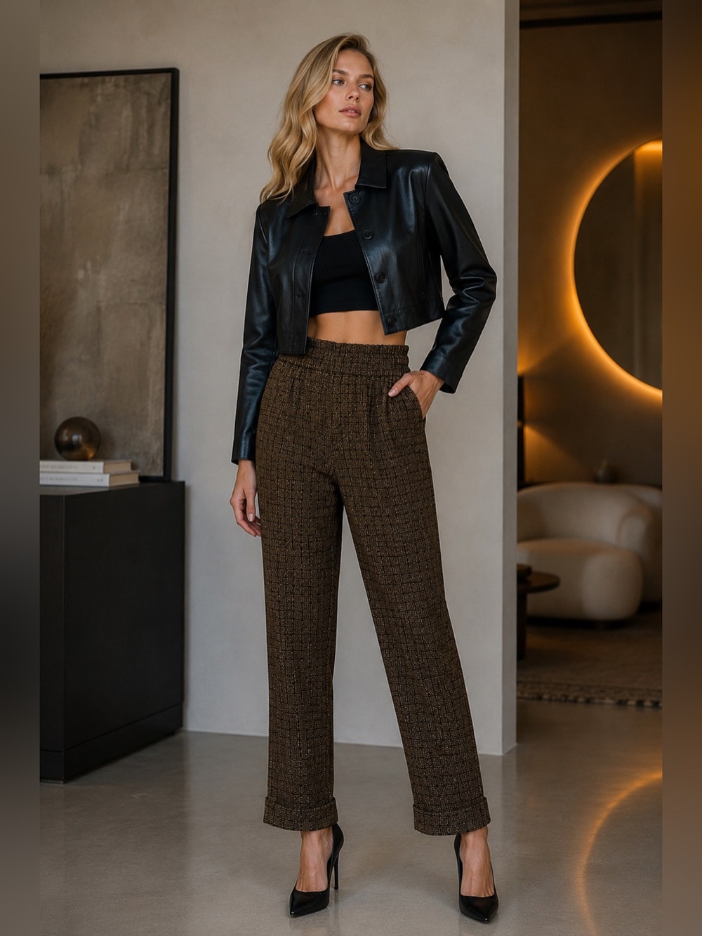 Massimo Dutti Silk Geometric Print Relaxed Pants XS-S
